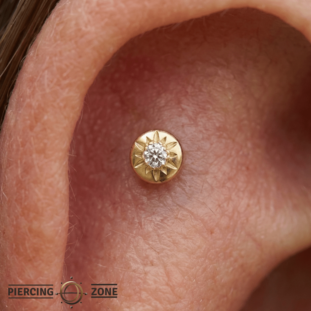 Lark Minimal CZ – 14K Gold Threadless End - piercing - zone.com