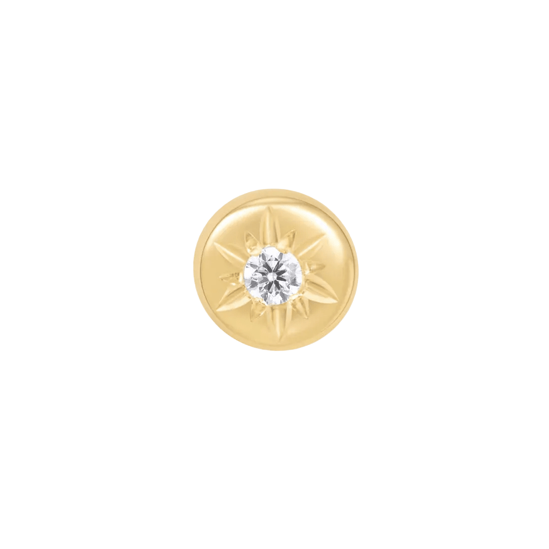 Lark Minimal CZ – 14K Gold Threadless End - piercing - zone.com