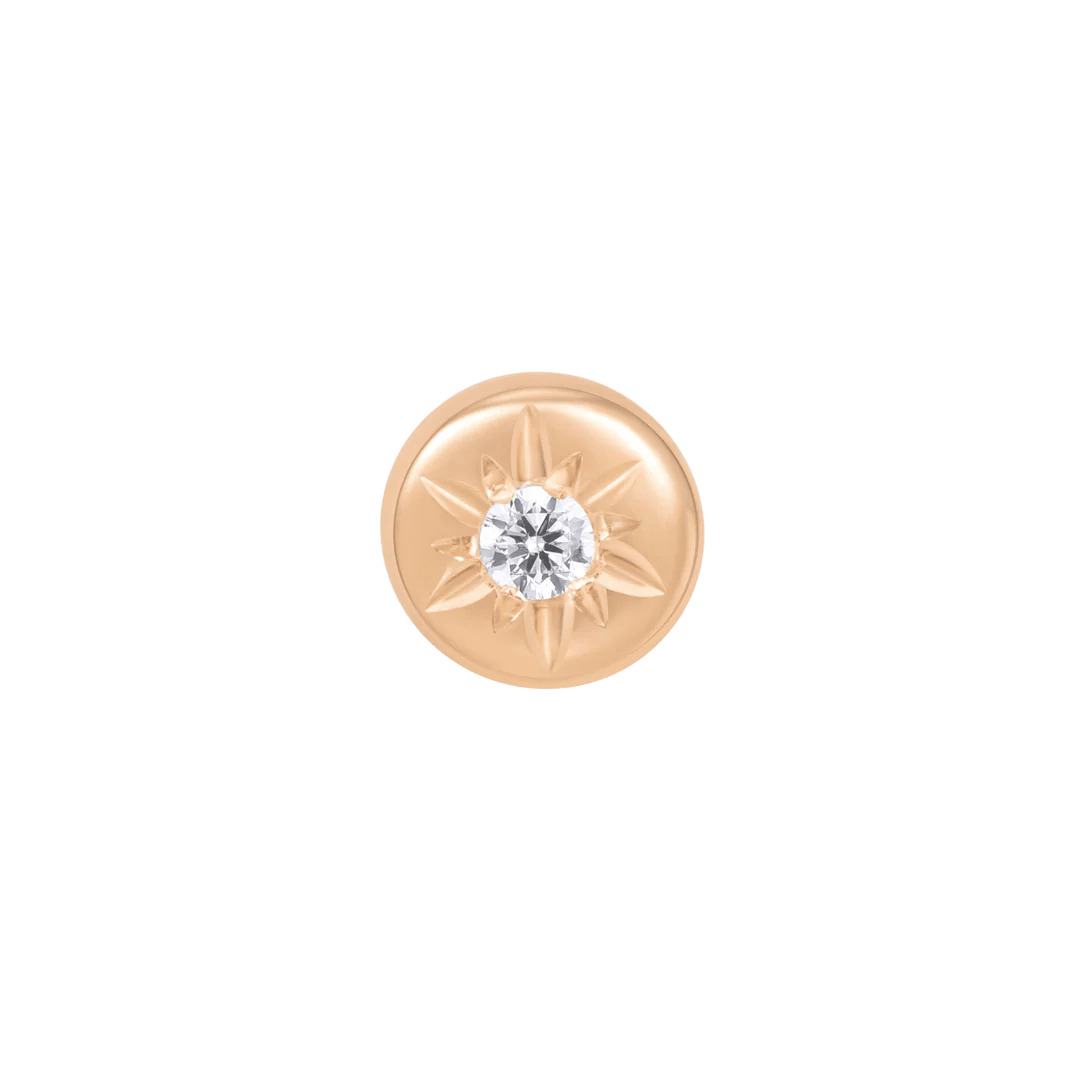 Lark Minimal CZ – 14K Gold Threadless End - piercing - zone.com