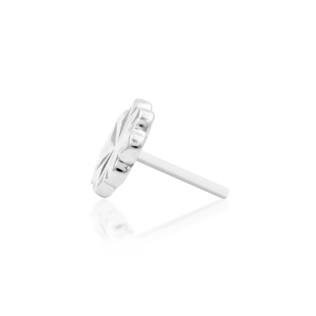 Laser Blossom – Engraved Flower – 14K Gold Threadless End - piercing - zone.com