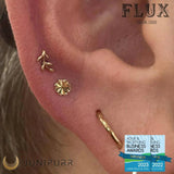 Laser Blossom – Engraved Flower – 14K Gold Threadless End - piercing - zone.com