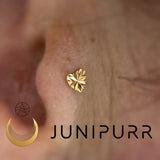 Laser Heart – Engraved Polished – 14K Gold Threadless End - piercing - zone.com