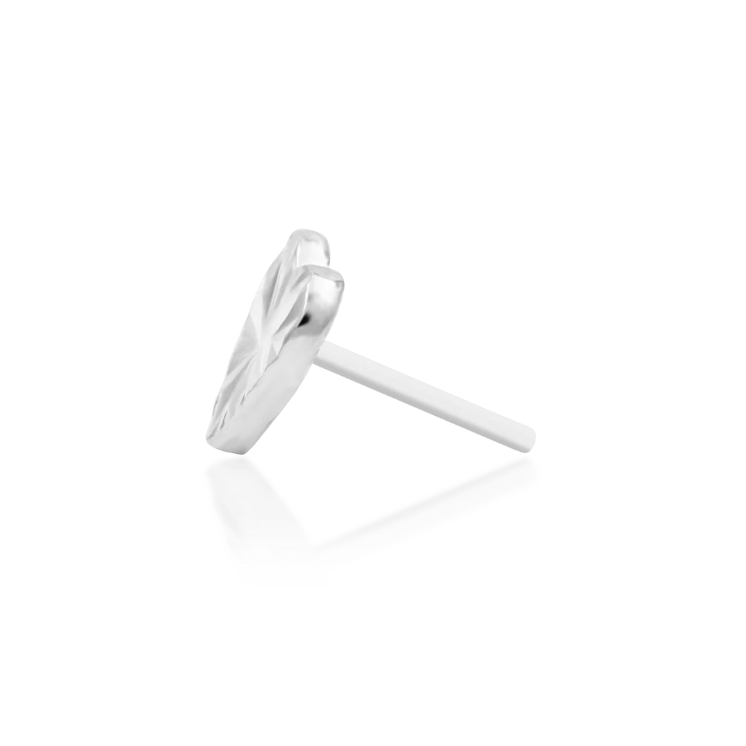 Laser Heart – Engraved Polished – 14K Gold Threadless End - piercing - zone.com