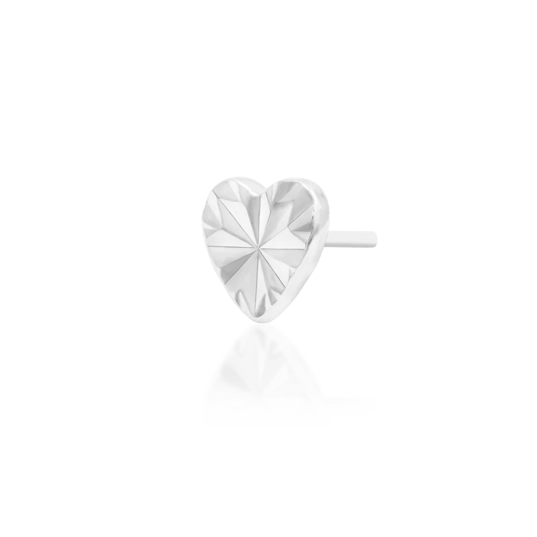 Laser Heart – Engraved Polished – 14K Gold Threadless End - piercing - zone.com