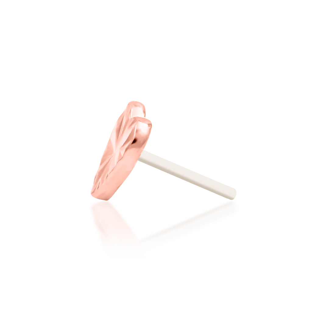 Laser Heart – Engraved Polished – 14K Gold Threadless End - piercing - zone.com