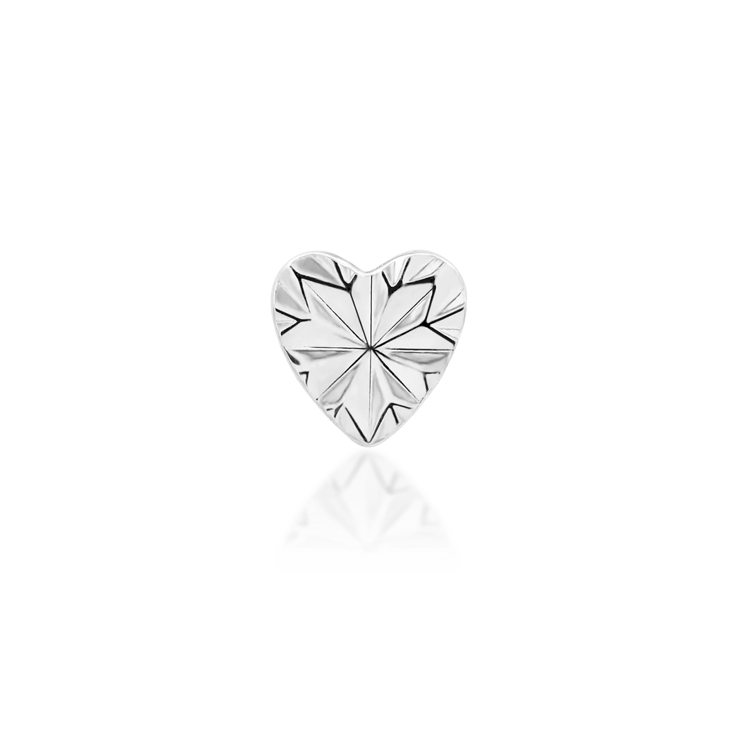 Laser Heart – Engraved Polished – 14K Gold Threadless End - piercing - zone.com
