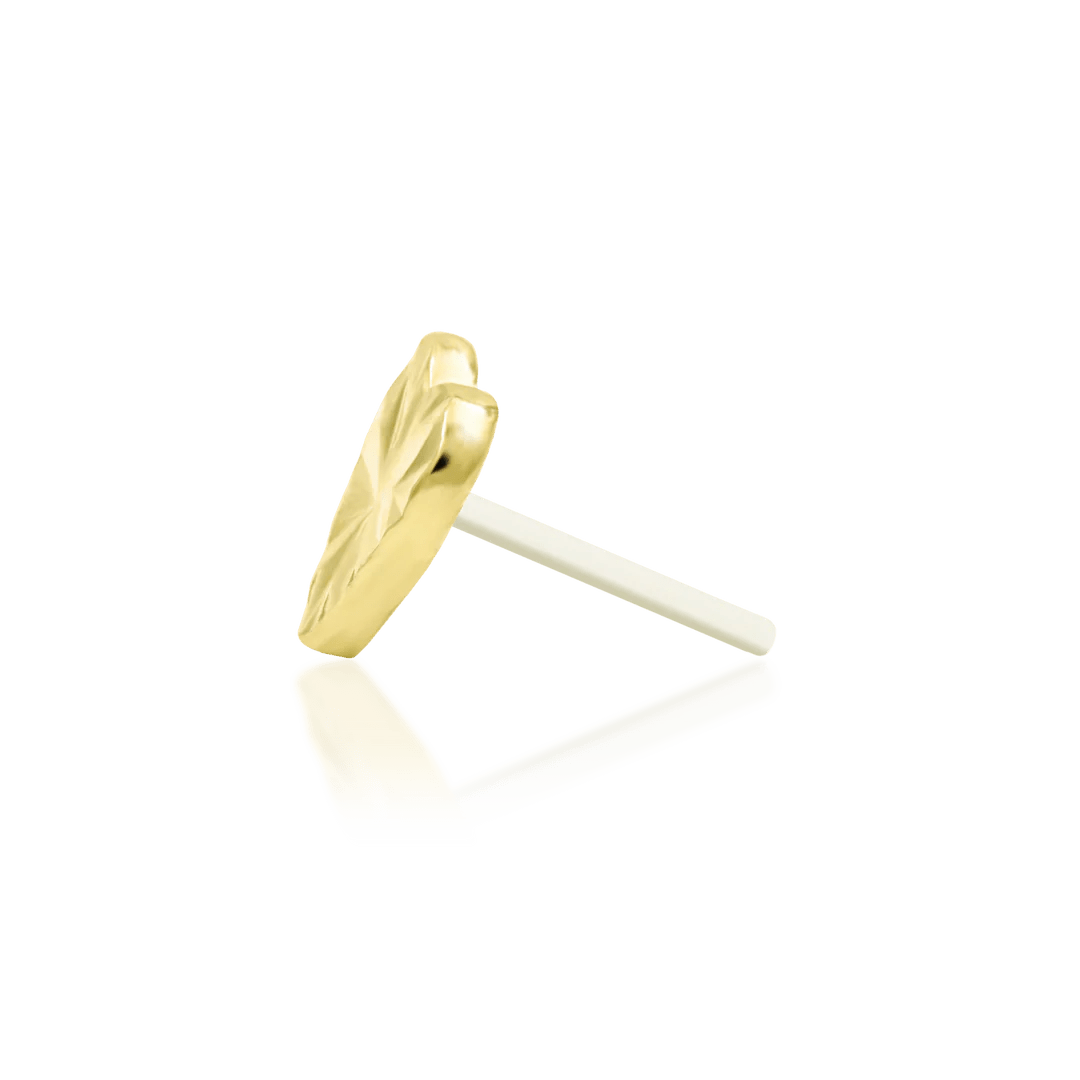 Laser Heart – Engraved Polished – 14K Gold Threadless End - piercing - zone.com