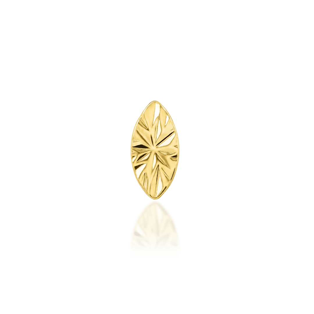 Laser Marquise – Engraved Polished – 14K Gold Threadless End - piercing - zone.com
