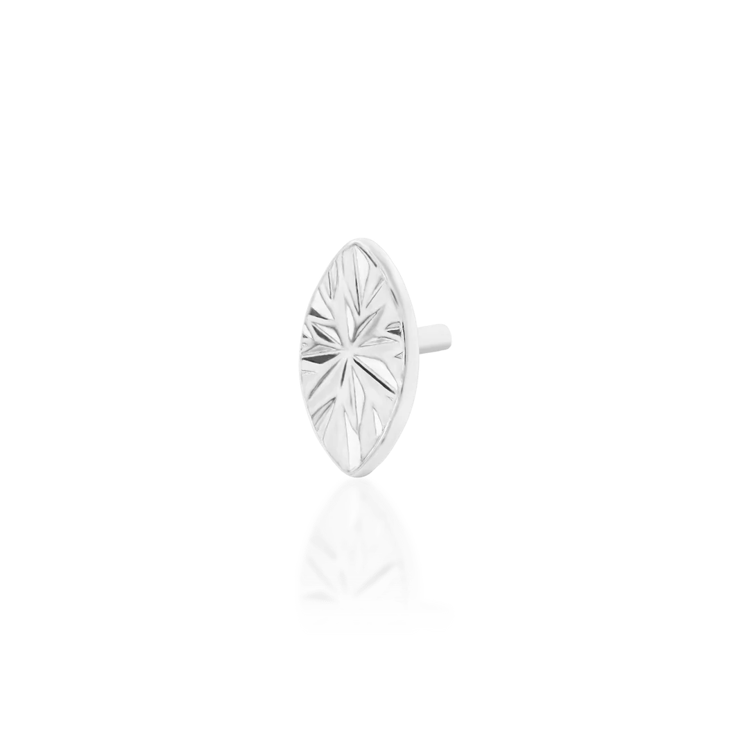 Laser Marquise – Engraved Polished – 14K Gold Threadless End - piercing - zone.com