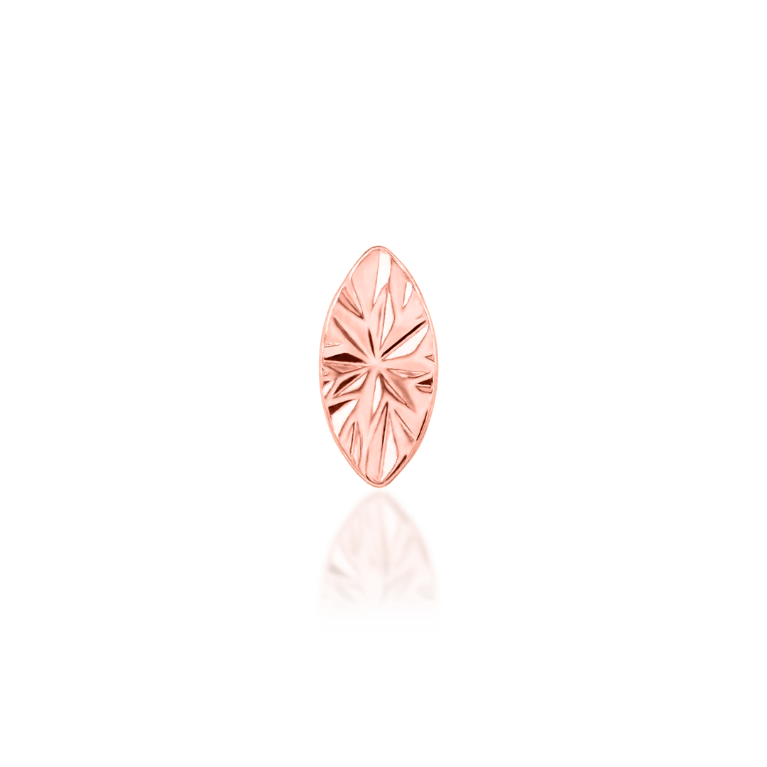 Laser Marquise – Engraved Polished – 14K Gold Threadless End - piercing - zone.com