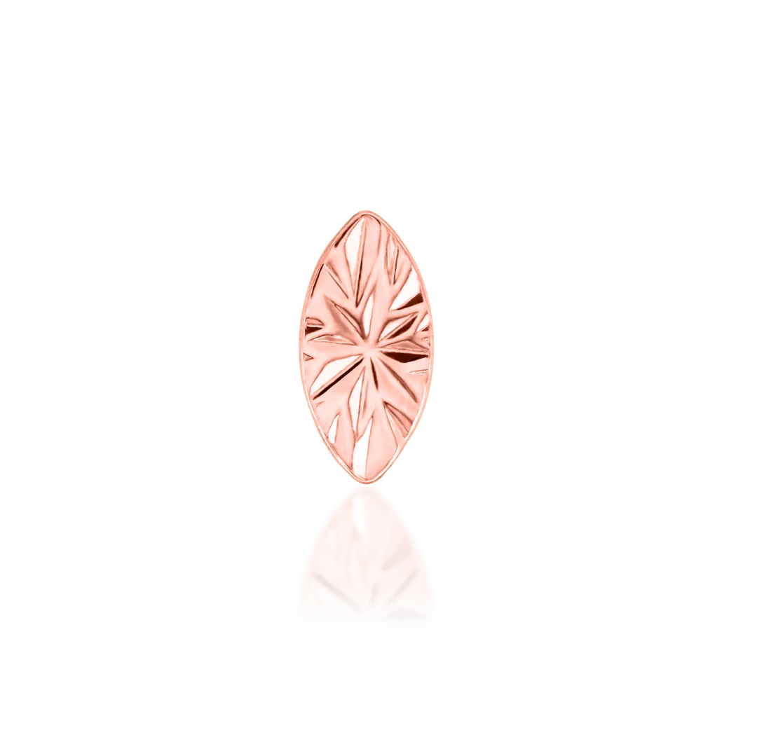 Laser Marquise – Engraved Polished – 14K Gold Threadless End - piercing - zone.com