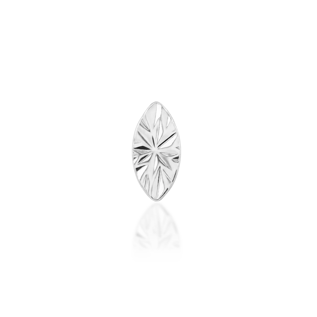 Laser Marquise – Engraved Polished – 14K Gold Threadless End - piercing - zone.com