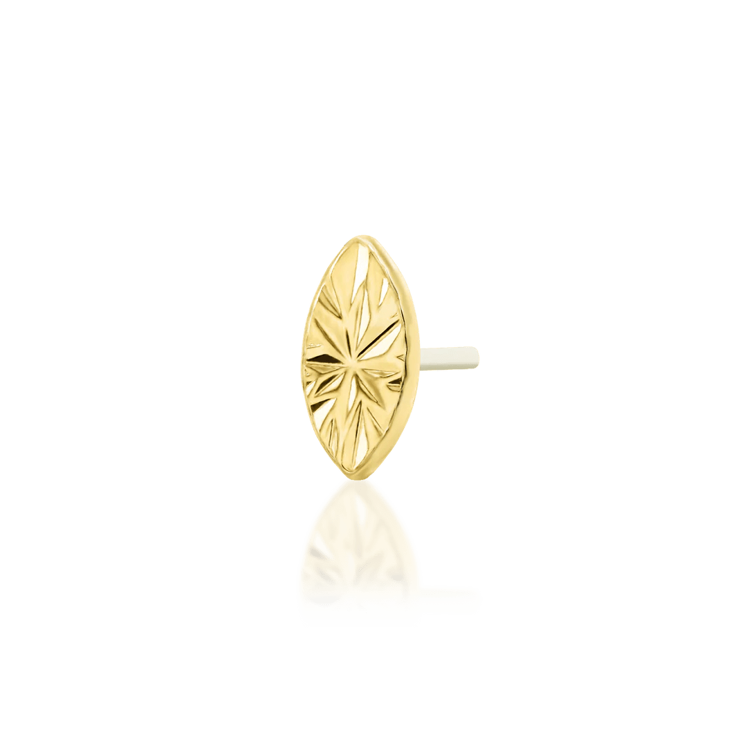 Laser Marquise – Engraved Polished – 14K Gold Threadless End - piercing - zone.com