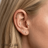 Laurel – 14K Gold Curved Leaf Threadless Pin - piercing - zone.com