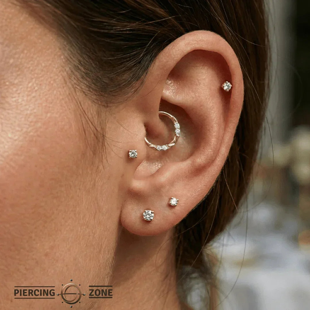 Lauren Seamless Ring – 14K Gold Cup & Divot Design - piercing - zone.com