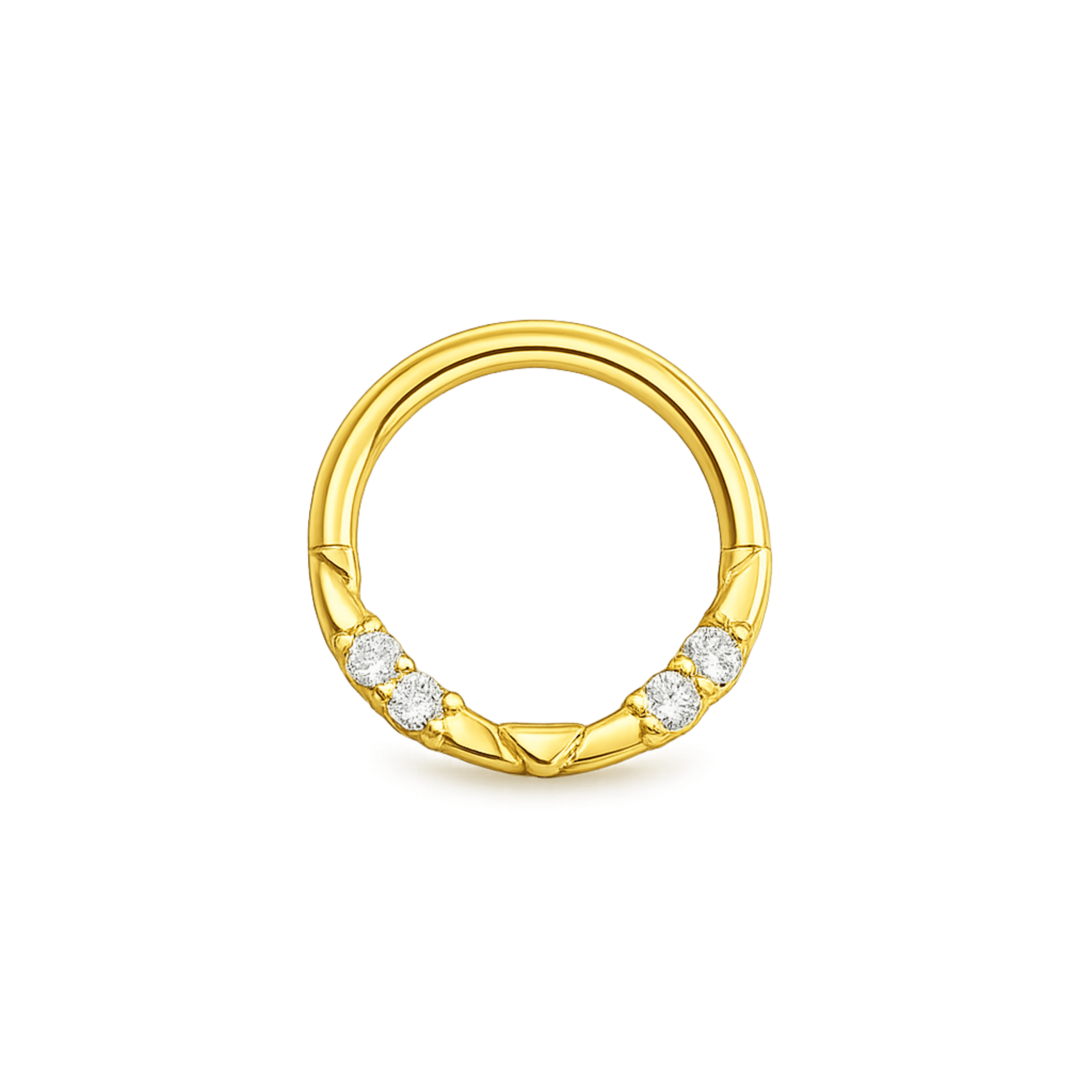 Lauren Seamless Ring – 14K Gold Cup & Divot Design - piercing-zone.com