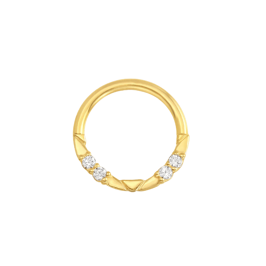 Lauren Seamless Ring – 14K Gold Cup & Divot Design - piercing - zone.com