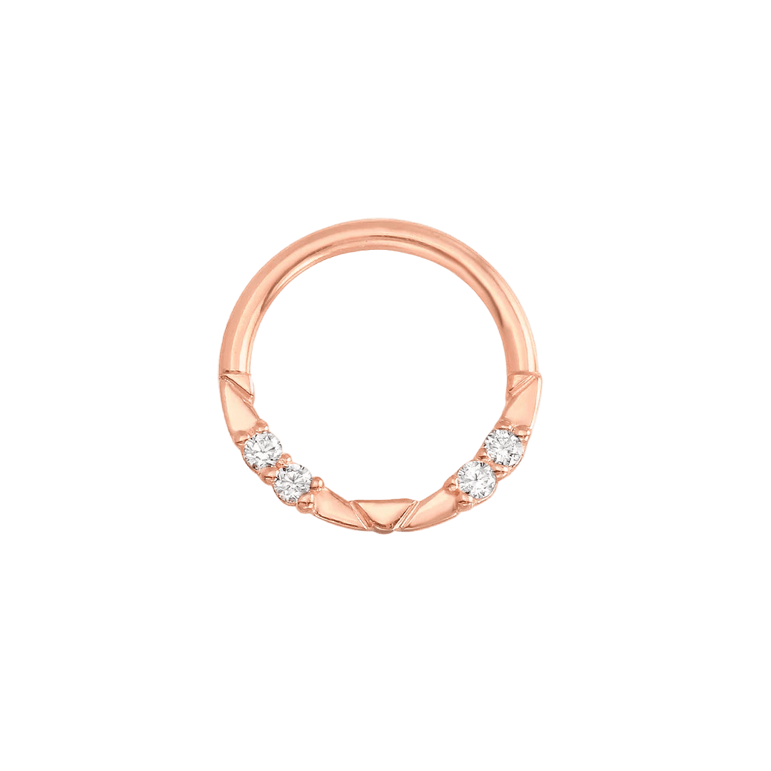 Lauren Seamless Ring – 14K Gold Cup & Divot Design - piercing - zone.com
