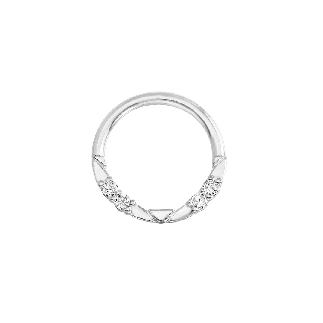 Lauren Seamless Ring – 14K Gold Cup & Divot Design - piercing - zone.com