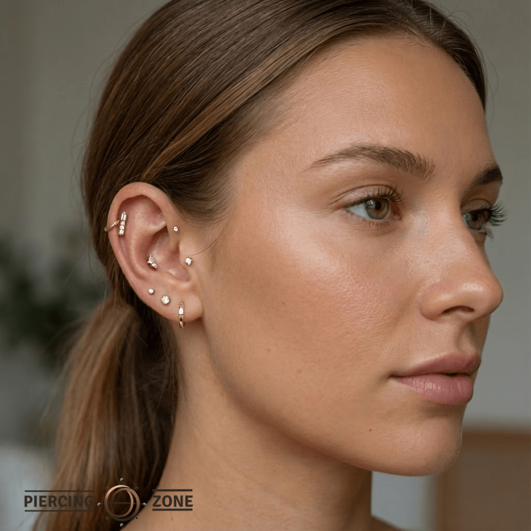 Lavanda – 14K/18K Gold Baguette & Round Threadless End - piercing - zone.com