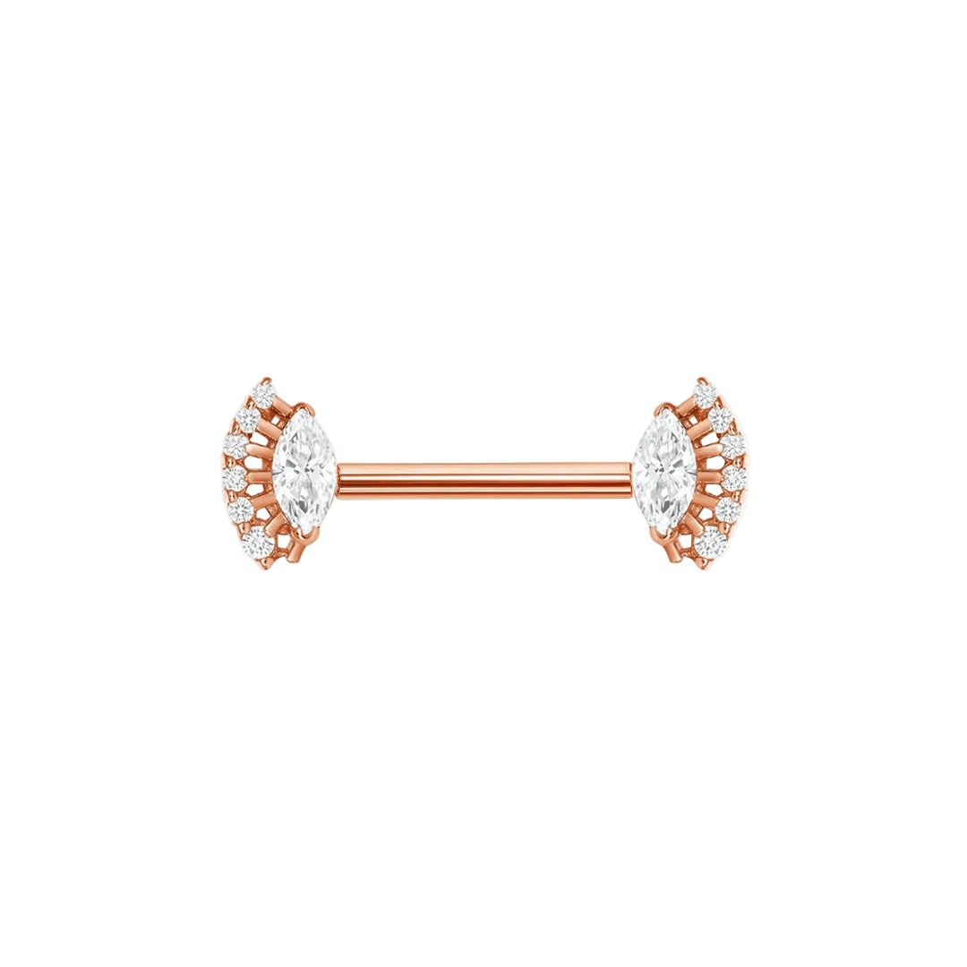 Layla Straight Barbell - 14K/18K Gold Gem Barbell - piercing - zone.com