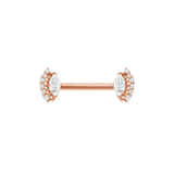 Layla Straight Barbell - 14K/18K Gold Gem Barbell - piercing - zone.com