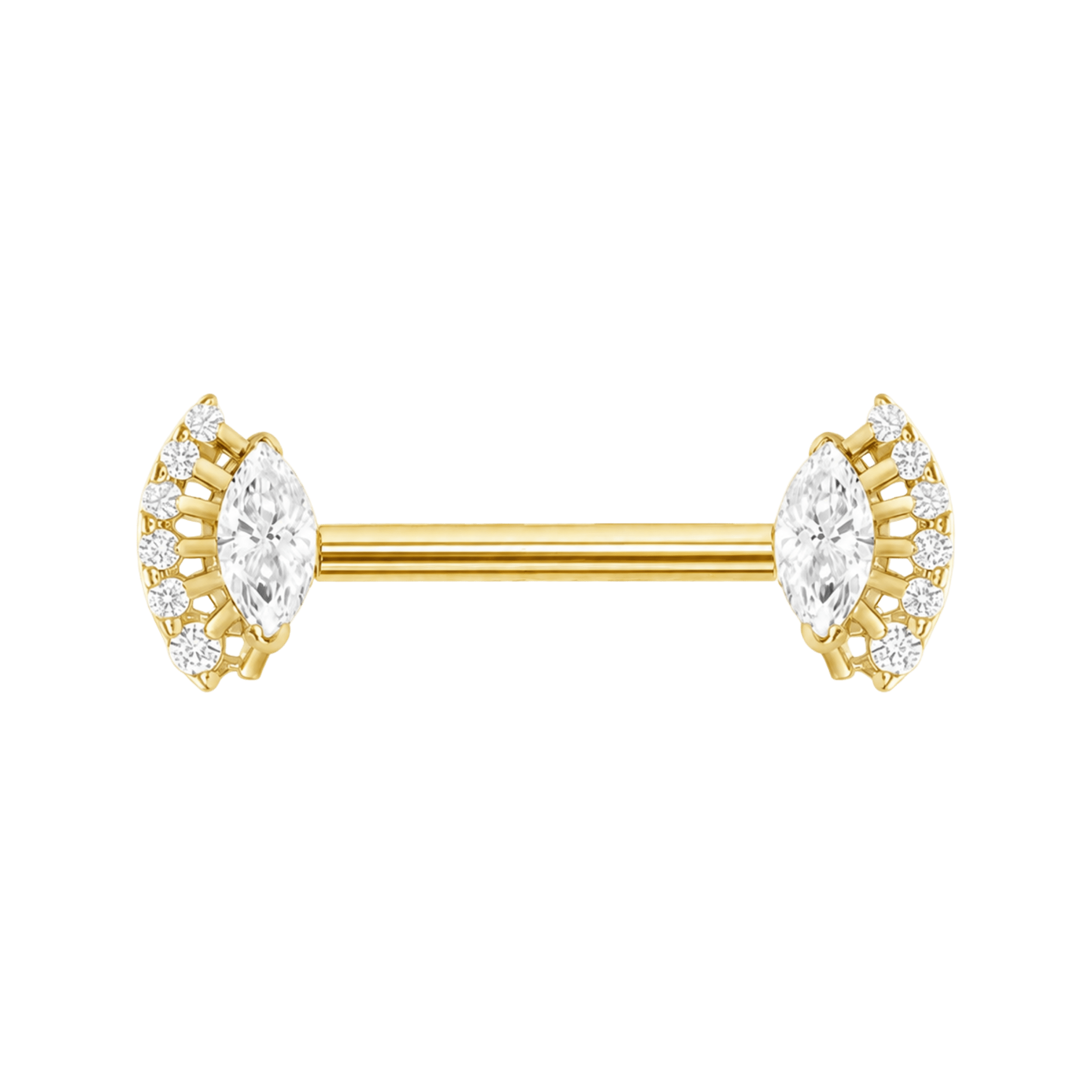 Layla Straight Barbell - 14K/18K Gold Gem Barbell - piercing-zone.com