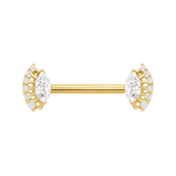 Layla Straight Barbell - 14K/18K Gold Gem Barbell - piercing-zone.com