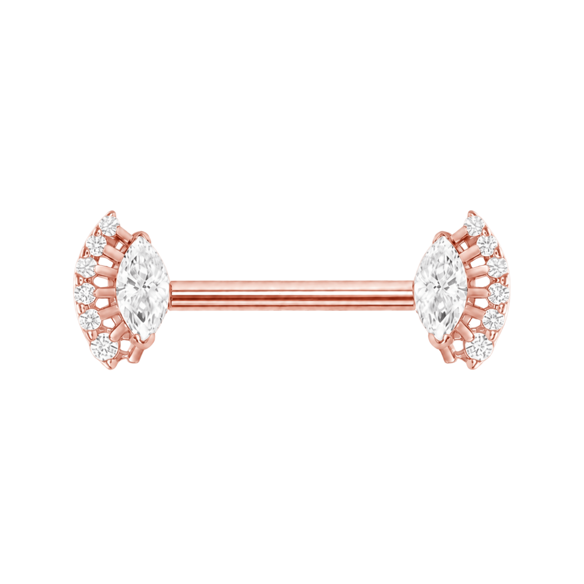 Layla Straight Barbell - 14K/18K Gold Gem Barbell - piercing-zone.com
