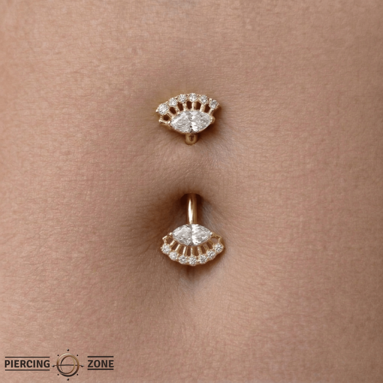Layla Straight Barbell - 14K/18K Gold Gem Barbell - piercing - zone.com