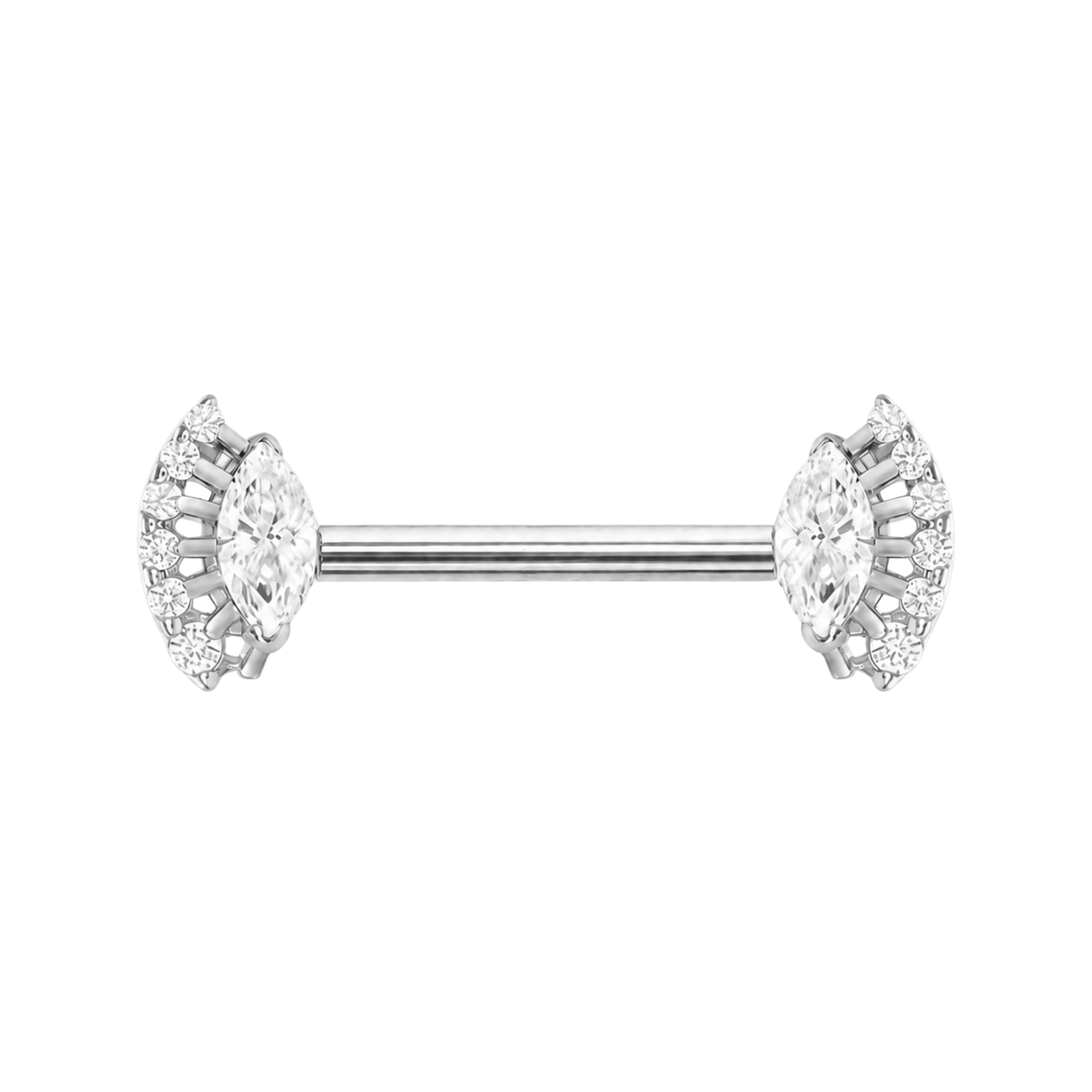 Layla Straight Barbell - 14K/18K Gold Gem Barbell - piercing-zone.com