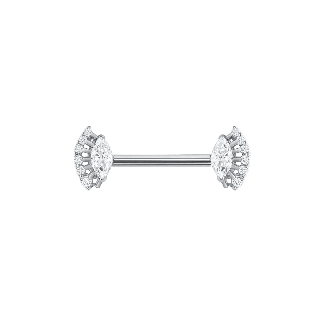 Layla Straight Barbell - 14K/18K Gold Gem Barbell - piercing - zone.com
