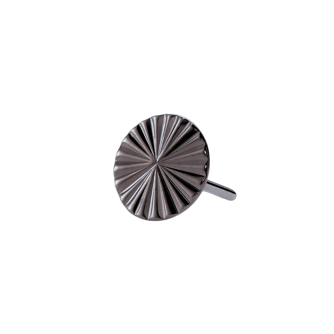 Lazer Disk – Black Rhodium Finish – 14K Gold Threadless End - piercing - zone.com