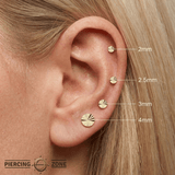 Lazer Disk – Laser - Textured – 14K Gold Threadless End - piercing - zone.com