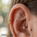 Lazer Disk – Laser - Textured – 14K Gold Threadless End - piercing - zone.com
