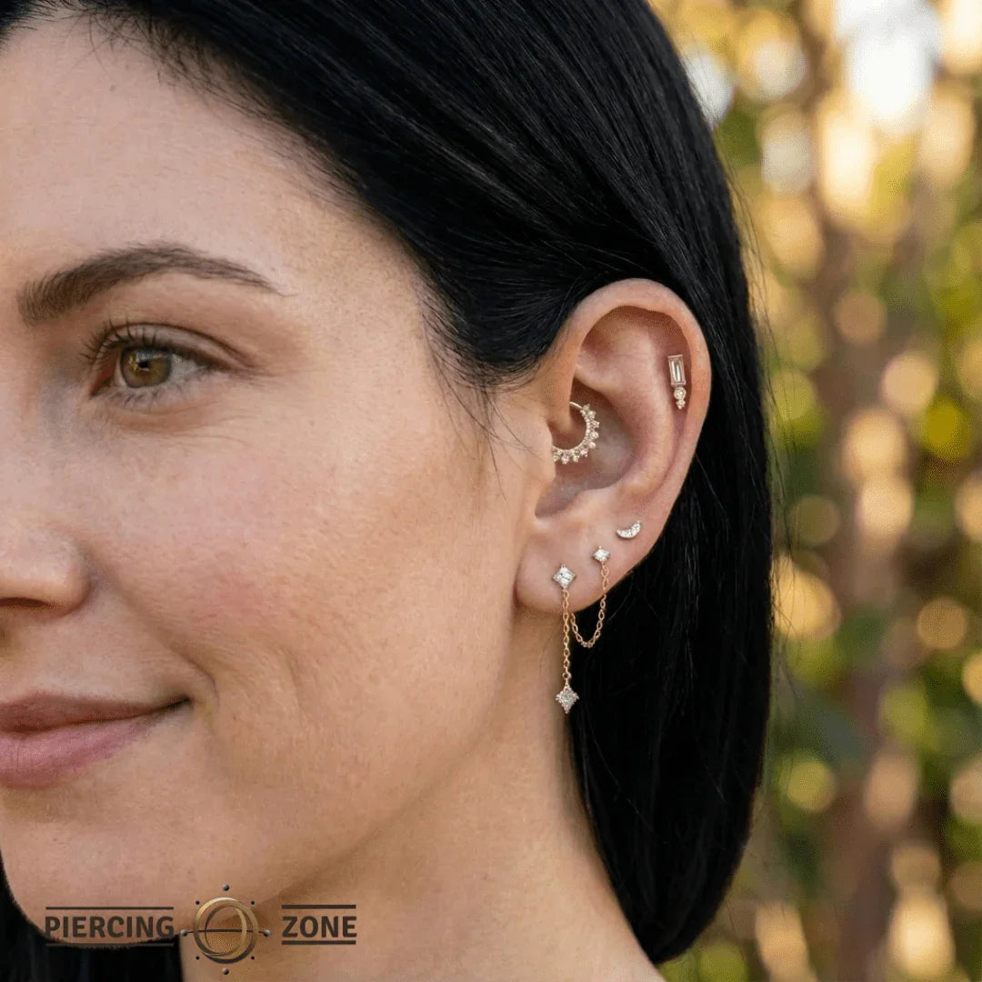 Leanna – 14K/18K Gold Mixed - Cut Threadless End - piercing - zone.com