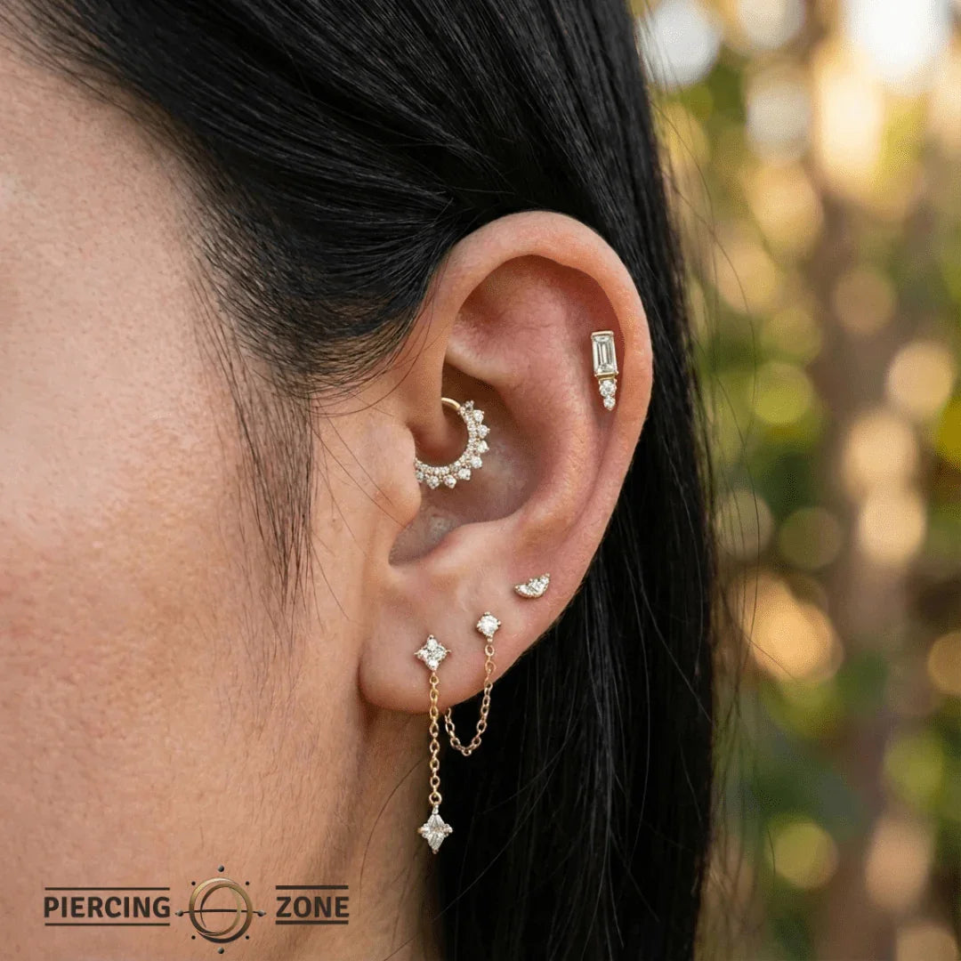 Leanna – 14K/18K Gold Mixed - Cut Threadless End - piercing - zone.com