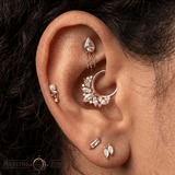Let’s Dance – Reverse - Set Pear CZ & Chain – 14K Gold Threadless End - piercing - zone.com