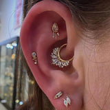 Let’s Dance – Reverse - Set Pear CZ & Chain – 14K Gold Threadless End - piercing - zone.com