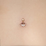 Let’s Dance – Reverse - Set Pear CZ & Chain – 14K Gold Threadless End - piercing - zone.com