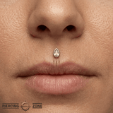 Let’s Dance – Reverse - Set Pear CZ & Chain – 14K Gold Threadless End - piercing - zone.com