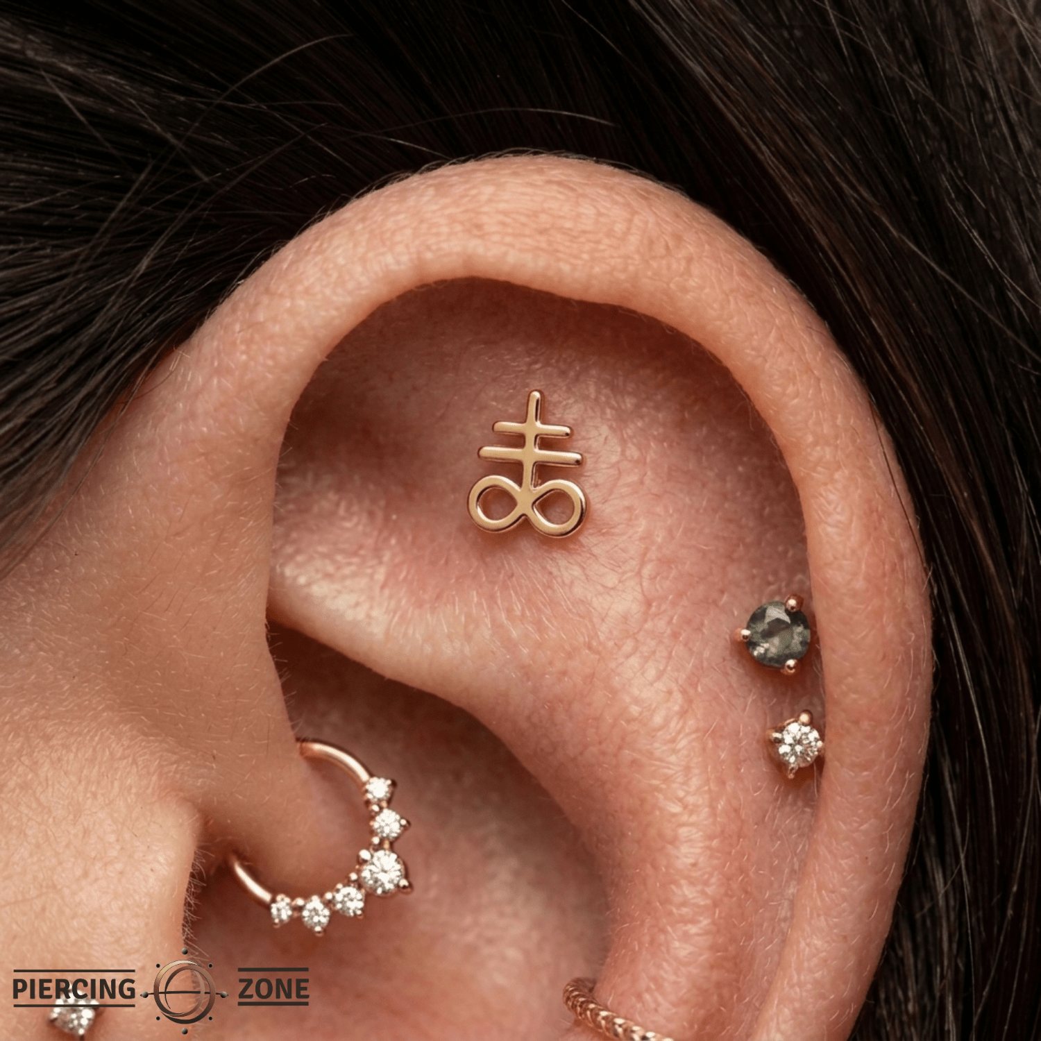 Leviathan Cross – 14K Gold Threadless/Threaded End - piercing - zone.com