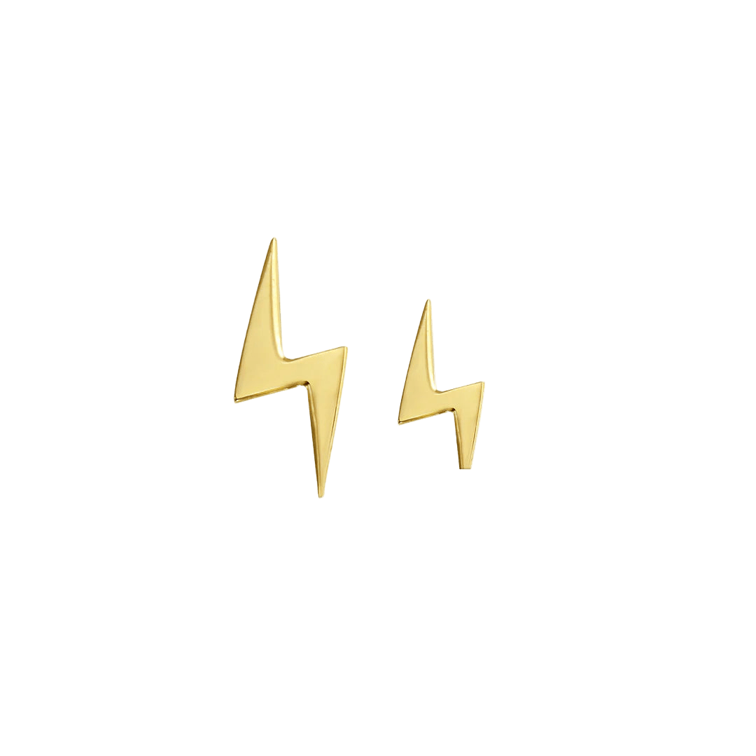Lightning Bolt – 14K Gold Threadless & Threaded End - piercing - zone.com