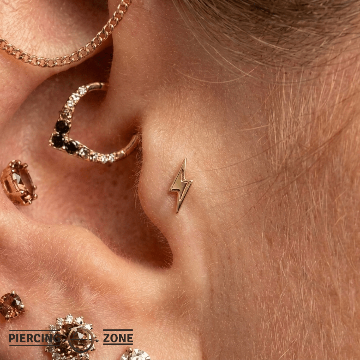Lightning Bolt 2 - 18K Gold Threadless/Threaded End - piercing-zone.com