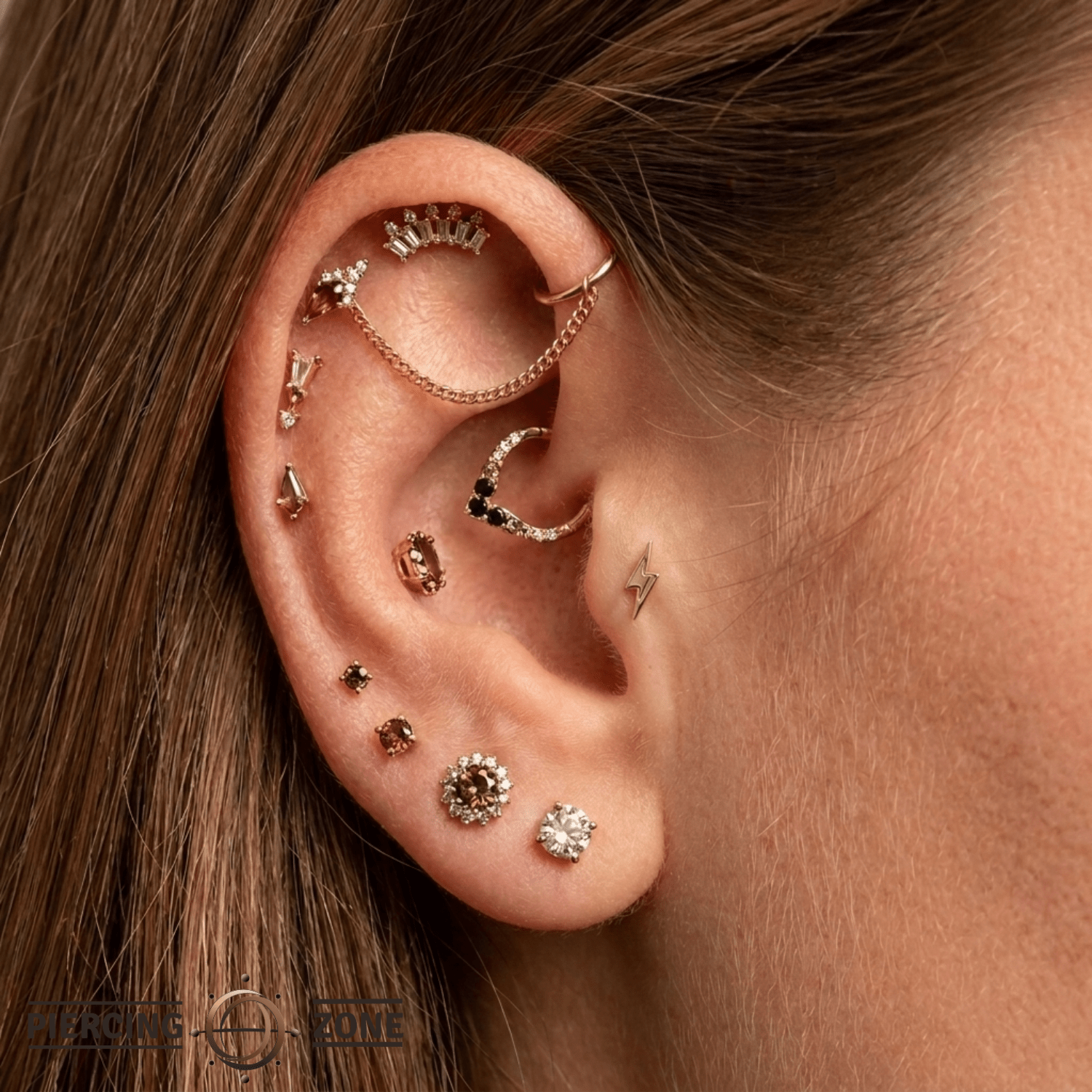 Lightning Bolt 2 - 18K Gold Threadless/Threaded End - piercing-zone.com
