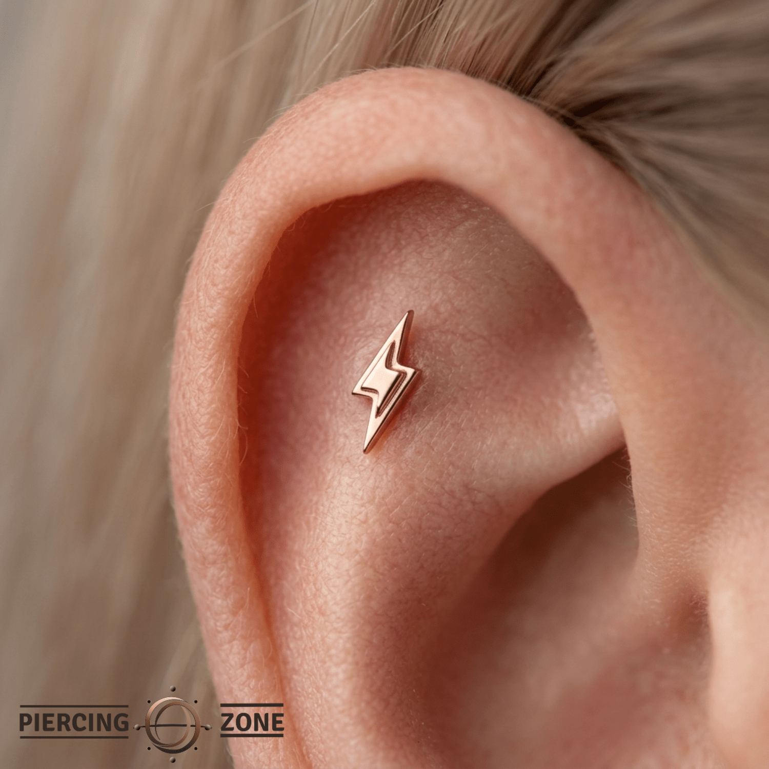 Lightning Bolt 2 - 18K Gold Threadless/Threaded End - piercing-zone.com