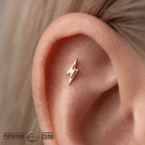 Lightning Bolt 2 - 18K Gold Threadless/Threaded End - piercing-zone.com