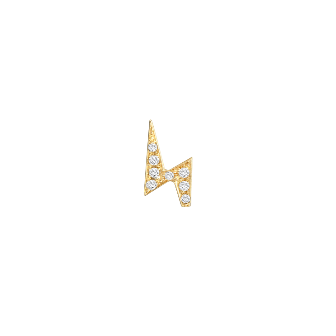 Lightning Bolt with Gems – 14K Gold Threadless End - piercing - zone.com