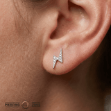Lightning Bolt with Gems – 14K Gold Threadless/Threaded End - piercing - zone.com
