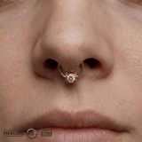Lil Kitty - 14K Gold Gem Fixed Bead Ring - piercing - zone.com